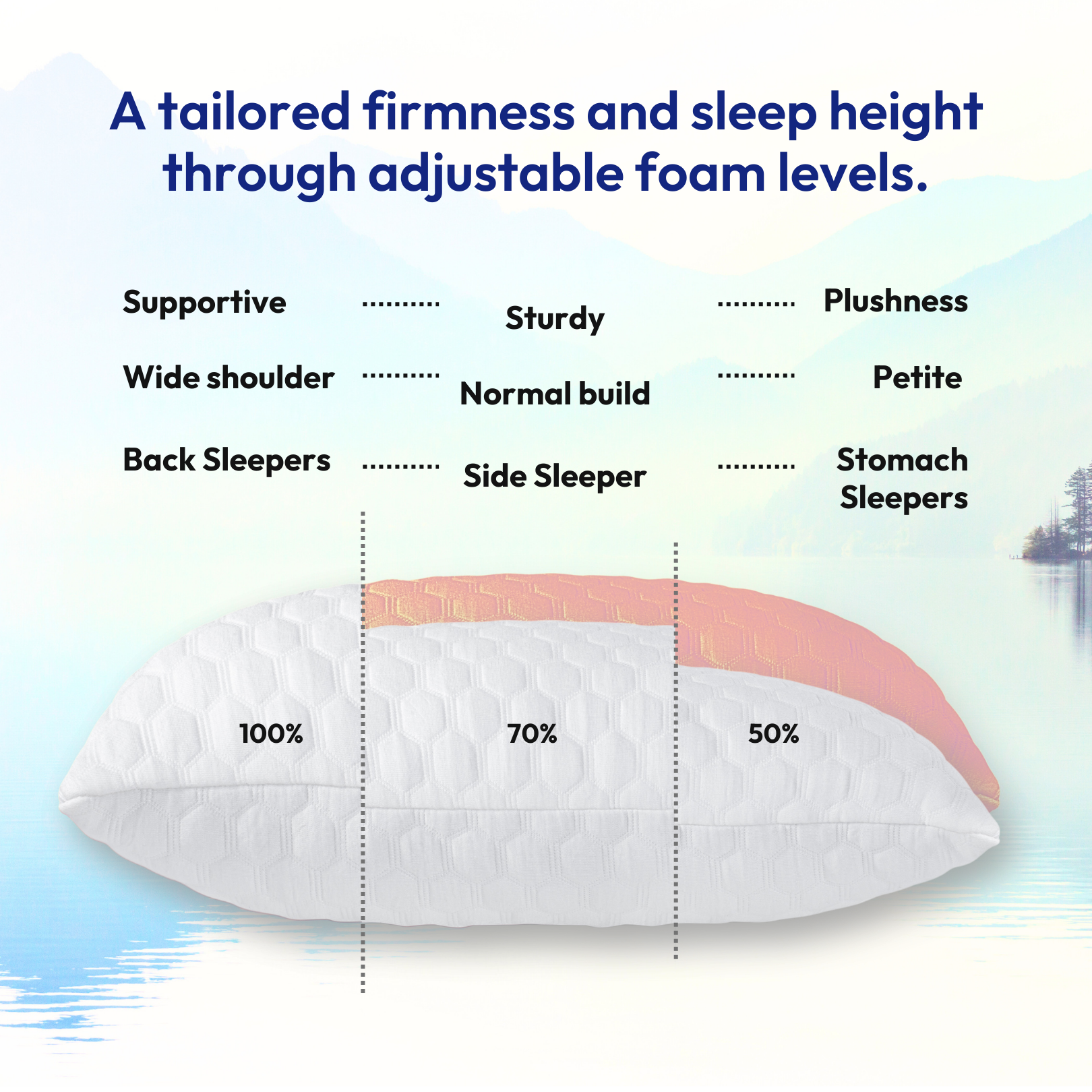 Shredded Adjustable Memory Foam Bed Pillow